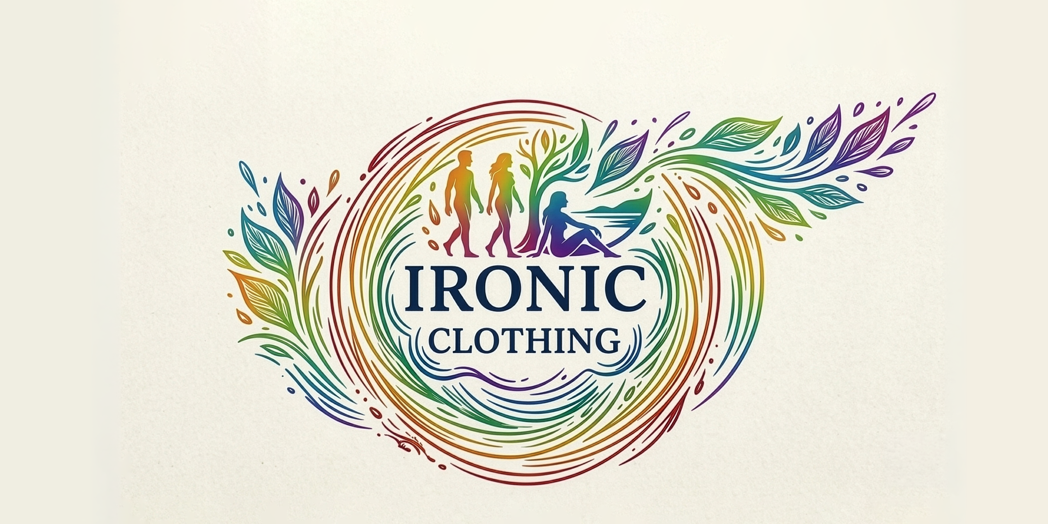 Logo of Ironic Clothing with colorful design elements on a light background